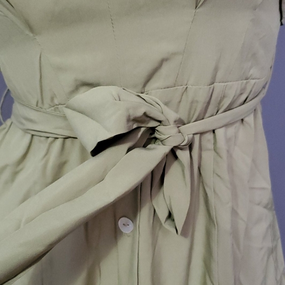CLEARANCE FINAL PRICE Stunning Khaki Super Cute Tie Front Dress - Picture 4 of 8